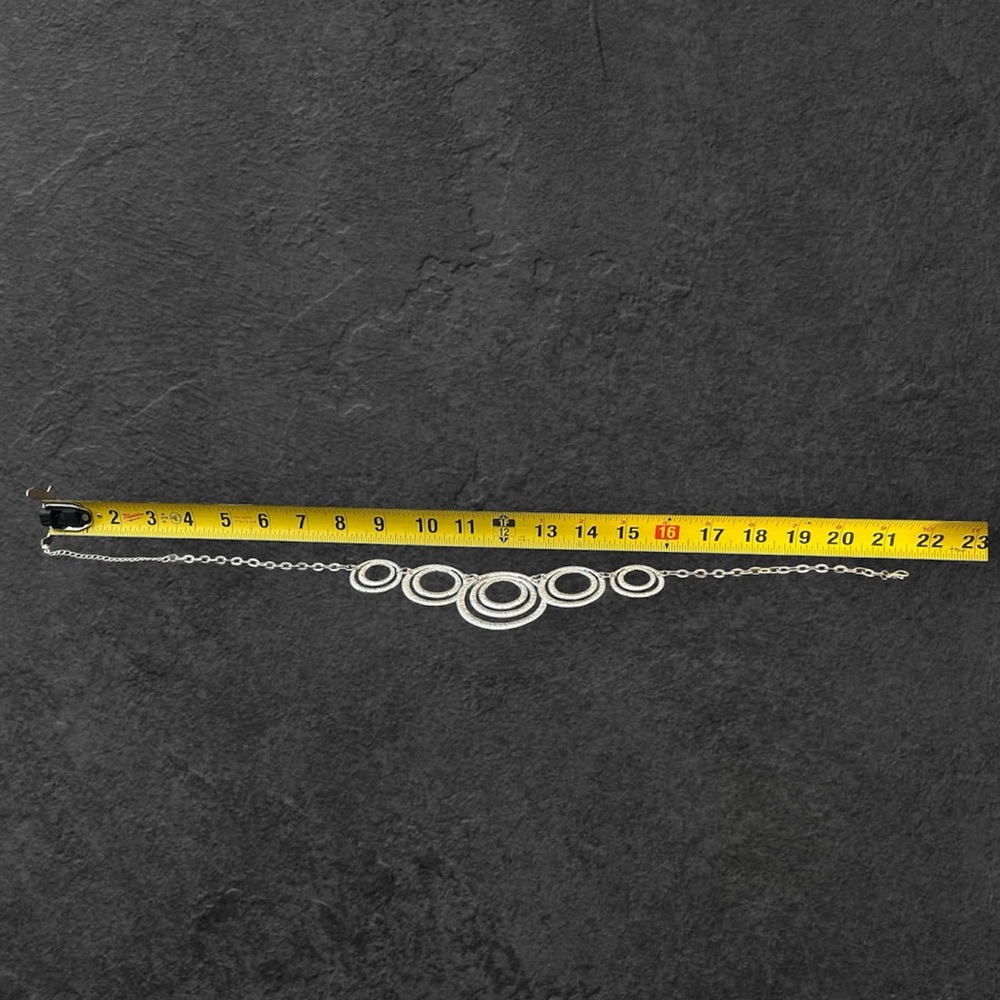 Statement Circle Chain Link Necklace Silver Toned - image 7